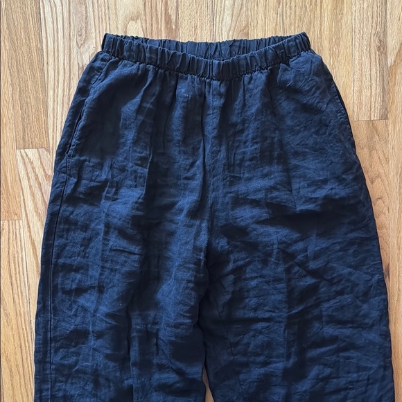 CP Shades L Black Linen Pants pull on with pockets elastic waist great condition - Picture 2 of 6